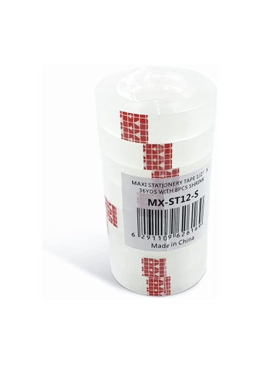 Buy Maxi Clear Stationery Tape 8Pcs, 1/2" (12mm) Width X36Yads Length, Ideal For Household, School And Office, Fixing And Packaging. in UAE