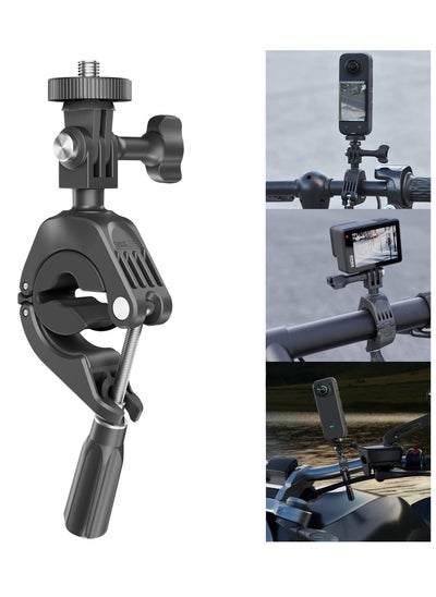 اشتري Handlebar Mount for Action Camera Compatible with GoPro, Action 3, Insta360 X3, Pocket 2, Universal 1/4" Screw For Cycling, Motorcycles, For 22mm-35mm Bar في الامارات