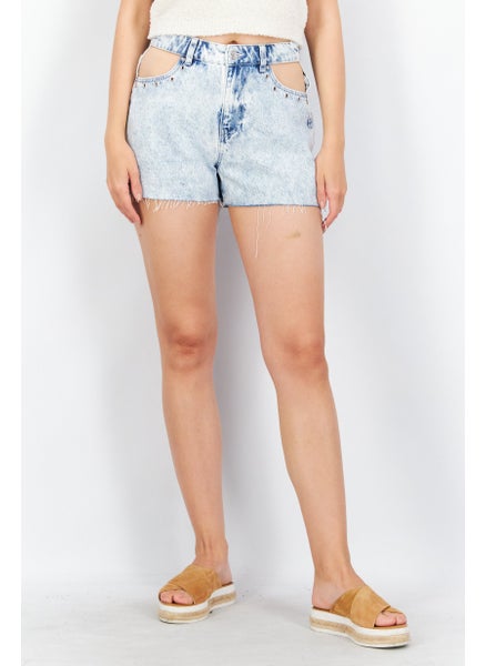 Buy Women Washed Denim Shorts, Blue in UAE