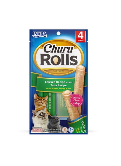 اشتري Inaba Churu Rolls Cat Treats With Chicken And Tuna 4×10g في السعودية