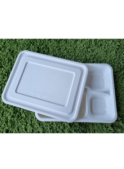 Buy 25 pcs - LID for 5CP meal trays, BAGASSE, biodegradable, disposable (sugarcane pulp) in UAE
