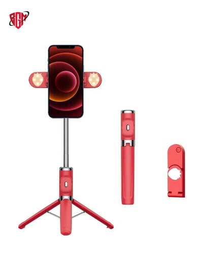 Buy M01S Bluetooth Remote Control Dual Fill Light Tripod Selfie Stick (Red) in UAE