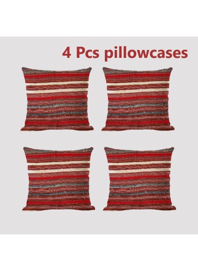 Buy 4 Pcs Bohemian Pillowcases Ethnic Linen Pillowcases Multicolor 45x45cm Without Pillow Core in Saudi Arabia