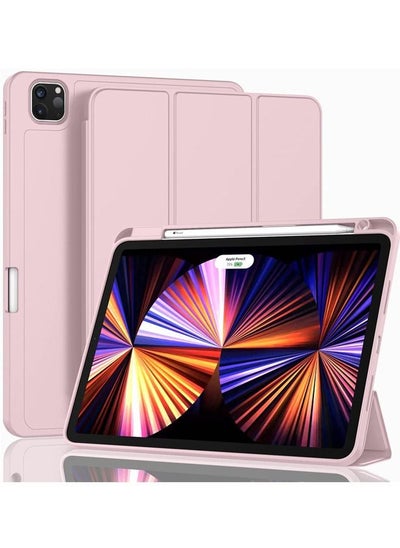 اشتري New iPad Pro 11 Inch Case 2022/2021/2020/2018 Gen with Pencil Holder Smart iPad Case Support Touch ID and Auto Wake/Sleep with Auto 2nd Gen Pencil Charging Pink في السعودية