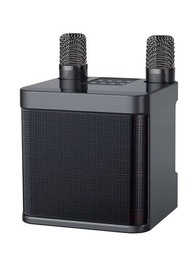 Buy Portable Bluetooth Karaoke Speaker with 2 Wireless Microphones Black in UAE