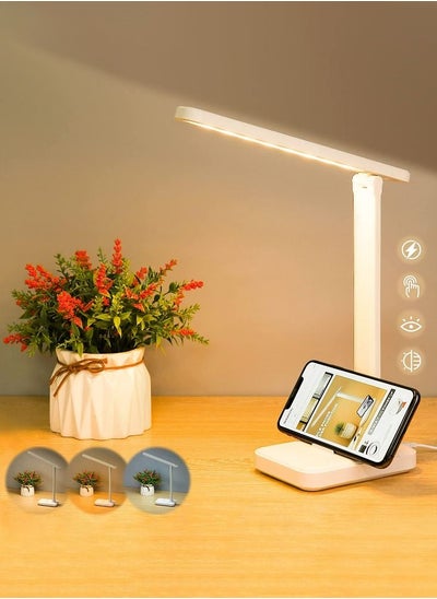 Buy Rechargable Desk Lamp Foldable Three Brightness Touch Dimming Table Lamp  Beside Reading Night Light Lamp Eye Protection for Office, Study, Bedside, Coffee Shop,Camping Nights in UAE