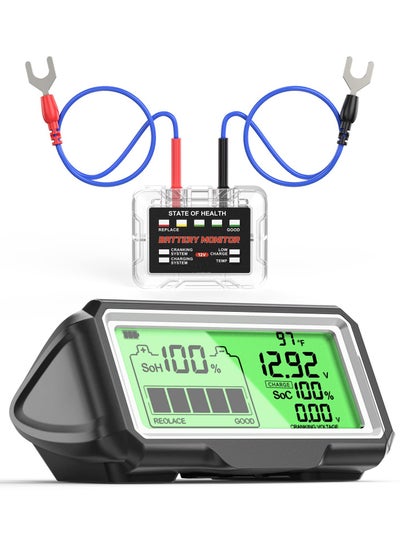 اشتري 12V Car Battery Status Tester Battery Monitor 433mhz Wireless Radio Frequency Automotive Load Tester with Charging and Cranking Test and Alarm Function for Motorcycle Car RV Truck ATV SUV Marine Etc في الامارات