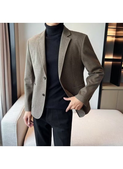 Buy Autumn Winter Slim Korean Mens Casual Suit SetBrown Brown in UAE