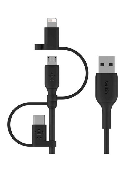 اشتري كابل متوافق مع جميع الأجهزة من بيلكين ( شحن 3 في 1 لايتنينج وUSB-C ومايكرو USB) لشحن الهواتف الذكية وأجهزة التابلت والباور بنك وغيرهم بطول 3.3 قدم و1 متر أسود في الامارات