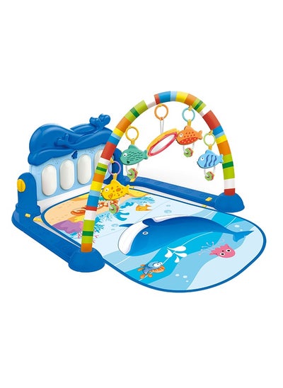 اشتري Baby Playmat w/ Piano Music, 2 in 1 Ocean Themed Hanging Toys and Mat for Newborns and Infants, Soft Playmat for Early Learning في الامارات