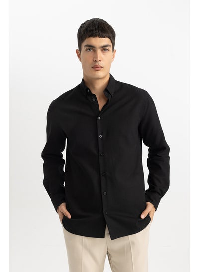 اشتري Man Smart Casual Modern Fit Polo Neck Woven Long Sleeve Shirt في مصر