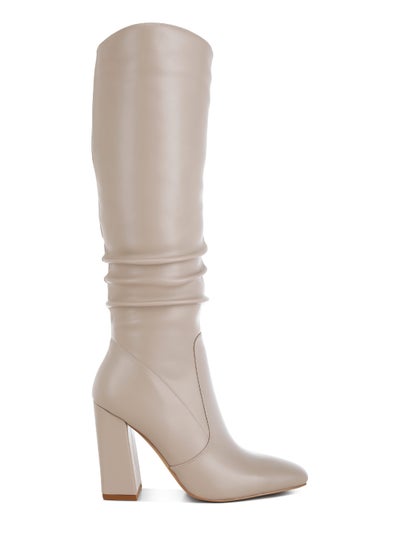 Buy Slouchy Calf Boots in Beige in UAE