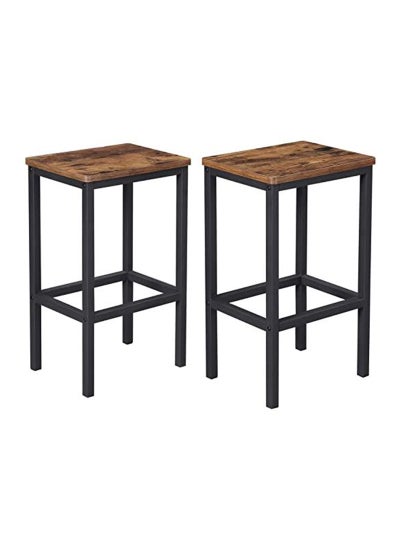 اشتري LBC65X Vintage Style Rustic Brown Bar Stools - Set of 2 في الامارات