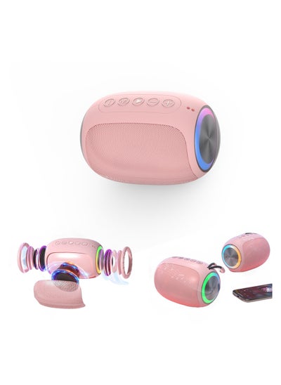 اشتري Portable Bluetooth Wireless Speaker Crisp Sound Multiple Play Modes Ideal for Home and Outdoor Use Compatible with Cellphones and PCs Household Luminous High Volume Subwoofer Pink في السعودية