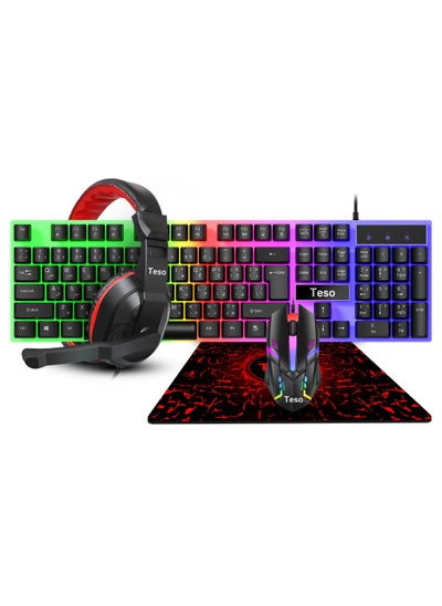 Buy Gaming Bundle 4 in 1 with RGB Light, Gaming Keyboard and Mouse, Gaming Headset, Mouse Pad in Saudi Arabia