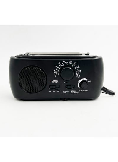 Buy Portable LED Solar AM/FM/SW Radio Hand-Crank Charger Black in Saudi Arabia