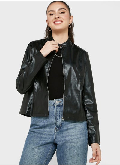 Buy Classic Leather Look Jacket in UAE