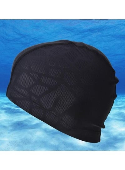Buy Nylon High Elastic Water Repellent Swimming Cap Black in Saudi Arabia