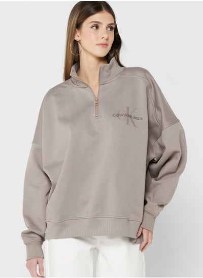 Buy Zip Detail Knitted Sweatshirt in UAE