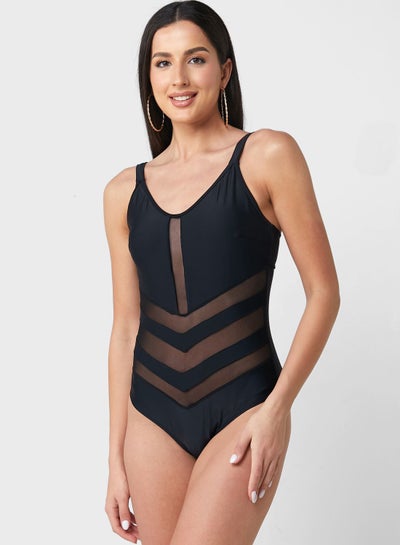 Buy Swimsuit With Mesh Insert Detail in Saudi Arabia