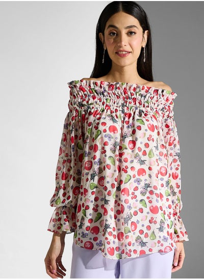 Buy Floral Printed Bardot Top in UAE