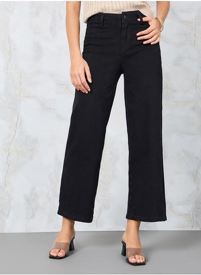 Buy Mid Rise Wide Leg Cropped Jeans in Saudi Arabia