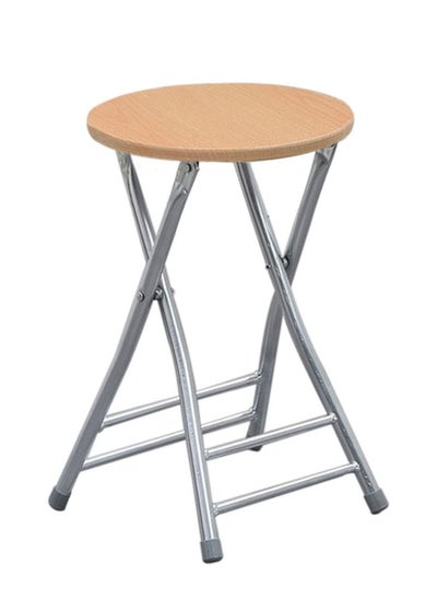 اشتري Folding Stool Round Portable Folding Stool Wood Seat Light في الامارات