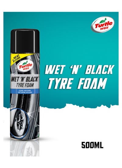 Buy Car Tire Foam 500ml Double Shine Wet And Black Tire Foam For Cleaning Tire Turtle Wax in Saudi Arabia