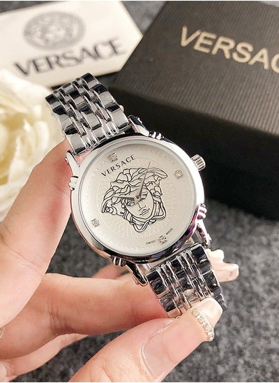 Buy Versace Women's Classic Fashion Cubic Zirconia Quartz Watch with 925 Silver Stainless Steel Strap 32mm Gift in UAE