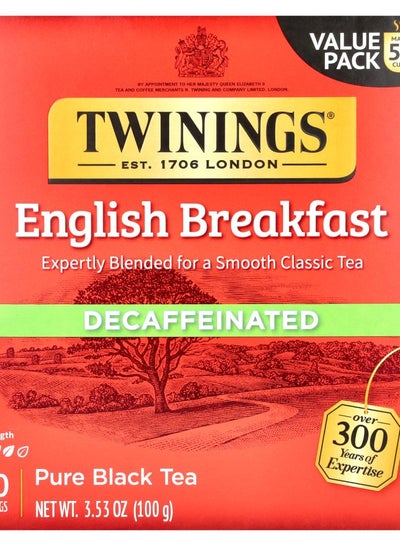 Buy English Breakfast Pure Black Tea Decaffeinated  50 Tea Bags 3.53 oz (100 g) in UAE