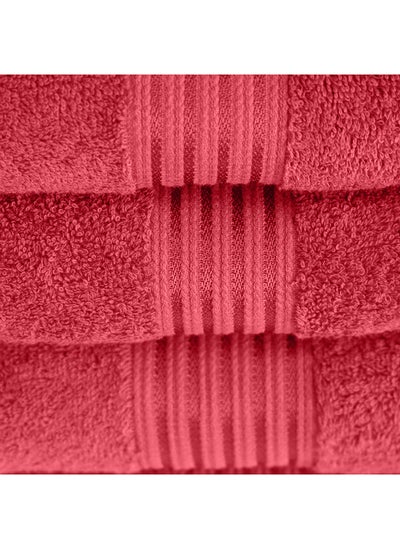 Buy 10 Pcs Events Dyed Towel set 550 GSM 100% Cotton Terry Viscose Border 2 Bath Towel (75x145) cm 2 Hand Towel (50x90) cm 6 Face Towel (33x33) cm Premiun Look Luxury Feel Extremely Absorbent Red Color in UAE