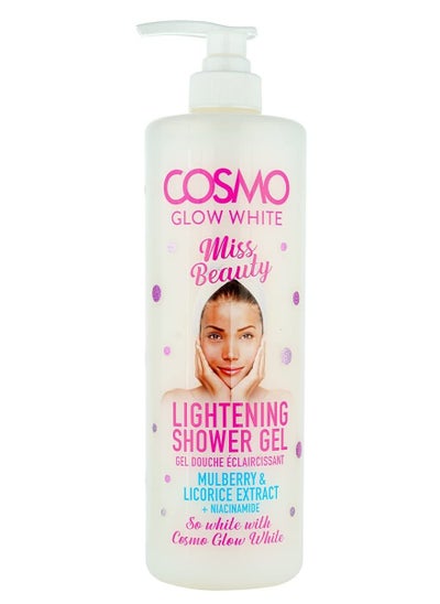 Buy Cosmo Glow White Miss Beauty Lightening Shower Gel 1000ml, Mulberry & Licorine Extract, Help to Decrease the Look of Dark Spots, Gently Cleanses in UAE