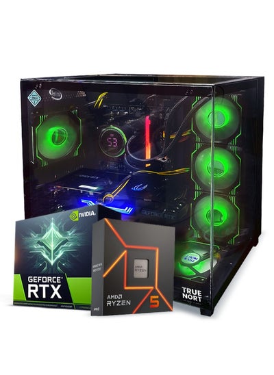 اشتري True Nort Gaming PC، معالج AMD Ryzen 5-7600X، بطاقة رسومات RTX 4060، 16 جيجابايت RAM، 1 تيرابايت SSD، ويندوز 11 برو، صندوق أسود في الامارات