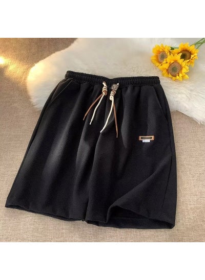 Buy Vintage Loose Running Shorts Men Summer Black in UAE