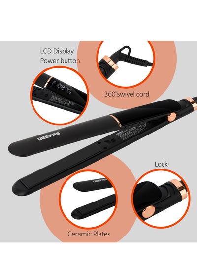 اشتري Professional Digital Hair Straightener- GHS86003| Slim Design With LED Display And Ceramic Coated Plate| Lockable Handle, Adjustable Temperature Control, 360-Degree Swivel Cord, ON/OFF Switch| Perfect في الامارات