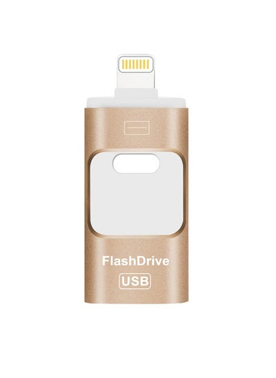 اشتري 128GB USB Flash Drive, Shock Proof Durable External USB Flash Drive, Safe And Stable USB Memory Stick, Convenient And Fast I-flash Drive for iphone, (128GB Gold Color) في السعودية