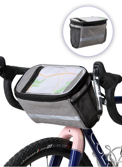 Buy Bike Handlebar Bag Basket Pannier Cooler Bag With Reflective Strip Waterproof Bike Storage Bag with Touchable Transparent Phone Pouch for Mountain Road Bikes Scooters in Saudi Arabia