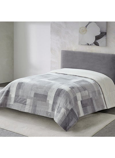 Buy Braxton Denzy Printed Flannel Sherpa Queen Blanket 220 x 200 cm in UAE