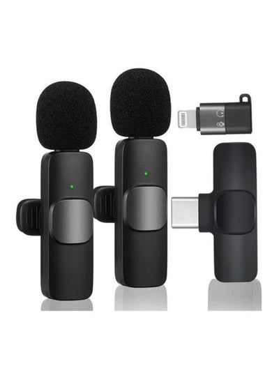 اشتري 2in1 Bluetooths Mic K9 Wireless Collar Microphone Dual Lapel Lavalier Mic for Noise Reduction Vlogging Interview Live Streaming YouTube Video Broadcast With 2 Mic Receiver for iPhone and Android في الامارات