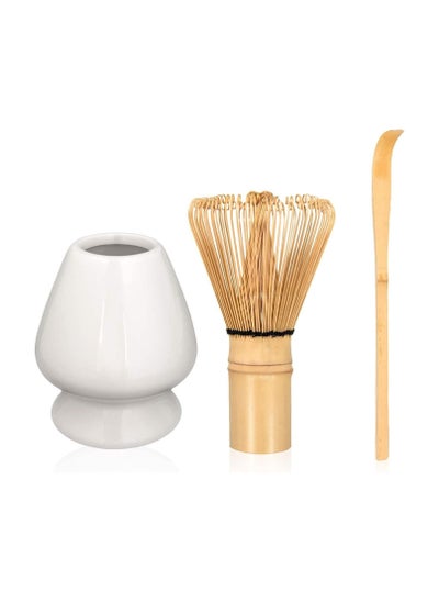 Buy Traditional Matcha Tea Tool Set, Whisk  100-Prongs+ Ceramic Whisk Holder + Tea Scoop Handmade Matcha Kit for Matcha Tea Lover in UAE