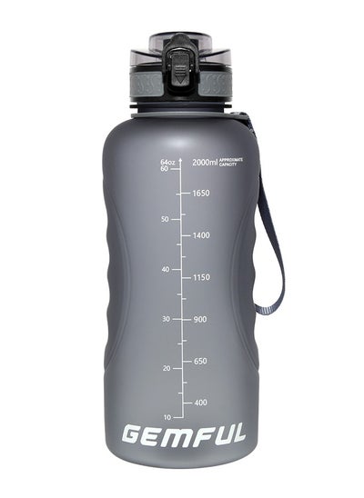 اشتري 2L Water Bottle with Straw Encouraging Goal Leakproof BPA Free Large Water Jug for Fitness and Gym في السعودية