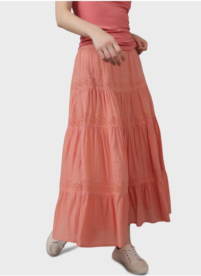 Buy Lace Detail Tiered Skirt in UAE