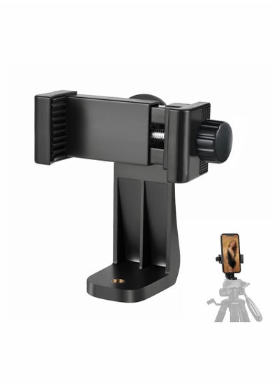 Buy Phone Tripod Mount Adapter, Universal Tripod Cell Phone Holder, Fits Any Smartphone, 1/4" Standard Screw, Rotating Vertical and Horizontal, Compatible with Selfie Stick, Monopod in Saudi Arabia