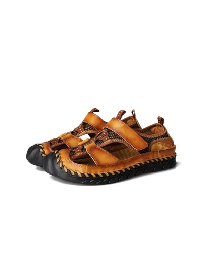 Buy Men Cowhide Sandals Brown in Saudi Arabia