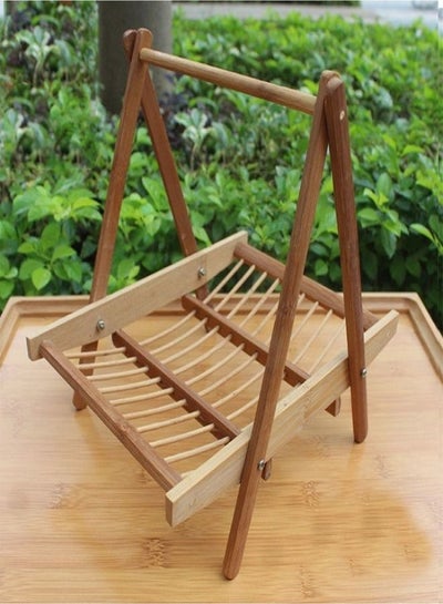 Buy Bamboo Folding Basket Handmade Craft Food Drying Rack 16.5 x 24 x 22 cm in UAE