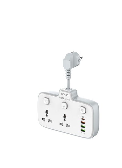 اشتري Ldnio SC2413 Power Strip With 3 USB Port Extension + 1 PD/QC 3.0 2 AUTO-ID Total 20 W في مصر