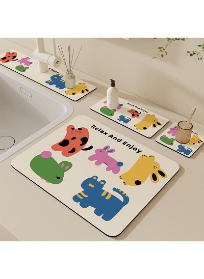 Buy Set Of 4 Cartoon Wash Basin Water Absorption Pad  Bathroom Countertop Faucet Drain Pad  Washbasin Sink Diatom Splash Proof Cup Mat in Saudi Arabia