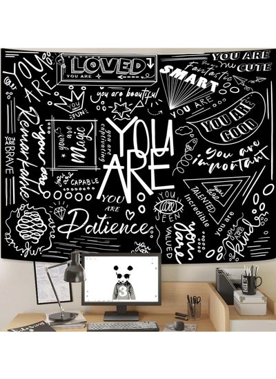 Buy Tapestry Wall Hanging, Black Classroom, Quote Happiness Tapestry Funny Tapestries  for Teen Girl Living Room Dorm (Black) in UAE