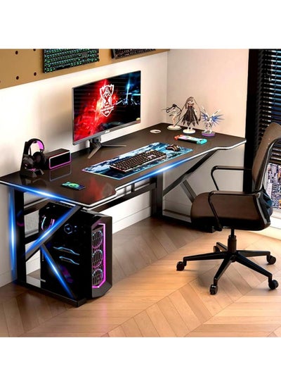 Buy Ergonomic Large Gaming Desk, Computer Desk, K-Shaped Gaming Table, PC Gaming Workstation Home Office Desks, Space-saving, Easy to Assemble Black 140x60x74cm（chair  not included） in UAE