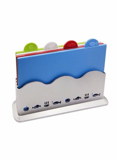 اشتري Color-Coded Cutting Board Set with Holder Non-slip Thick Boards for Kitchen في الامارات